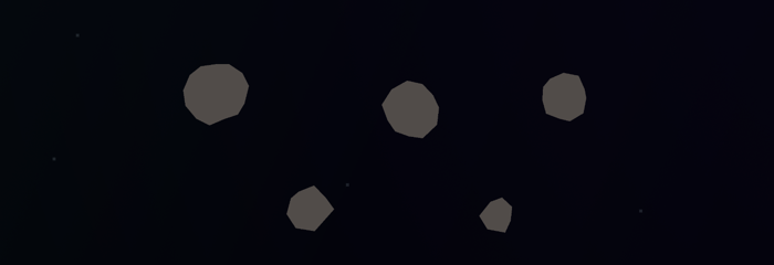 The in-game Asteroid Dodge portrait showing five flat gray asteroids.